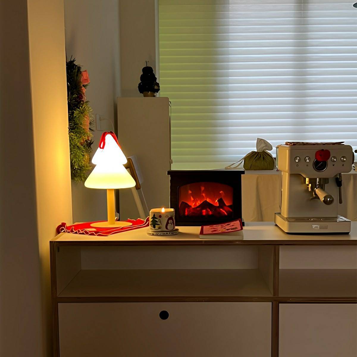 Modern Christmas Tree Glass LED Table Lamp Plug In