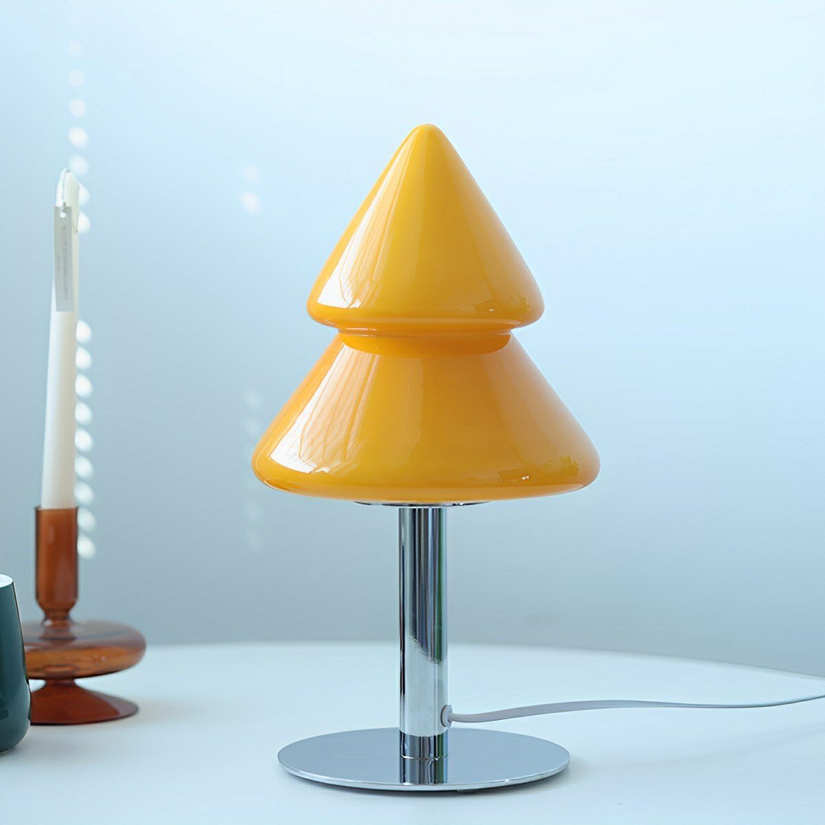 Modern Christmas Tree Glass LED Table Lamp Plug In