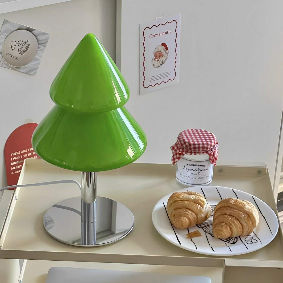 Modern Christmas Tree Glass LED Table Lamp Plug In