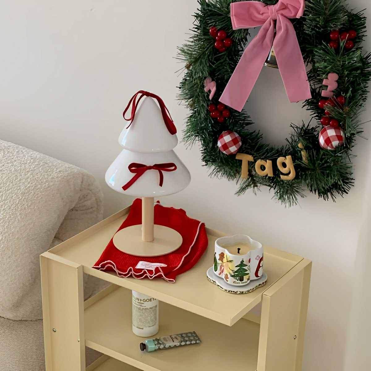 Modern Christmas Tree Glass LED Table Lamp Plug In