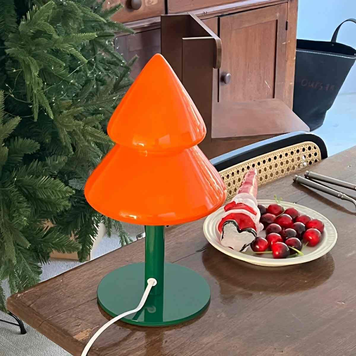 Modern Christmas Tree Glass LED Table Lamp Plug In