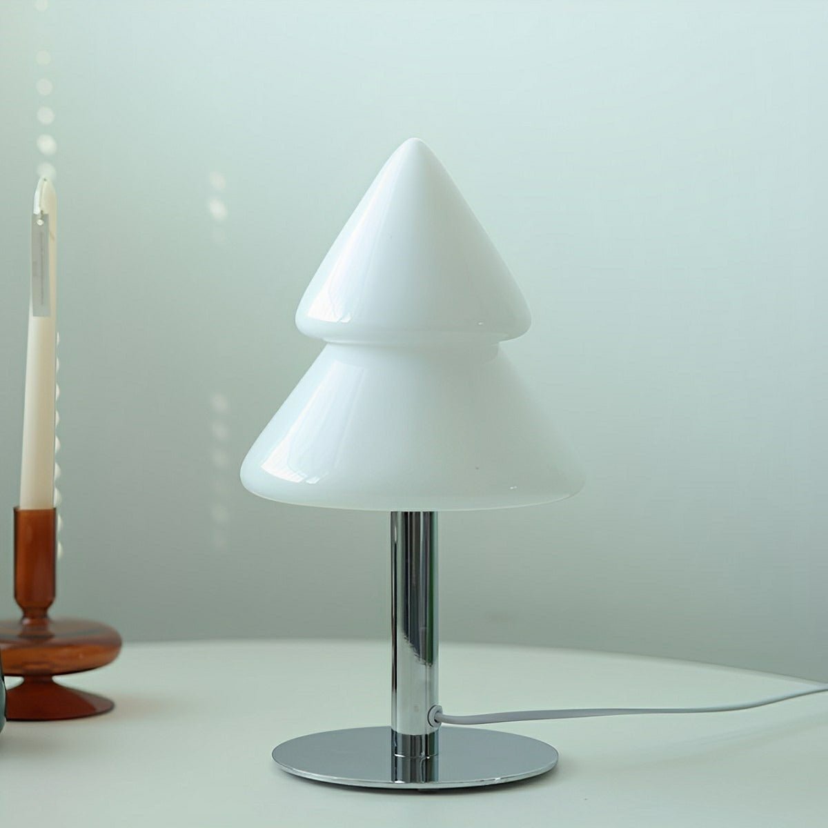 Modern Christmas Tree Glass LED Table Lamp Plug In