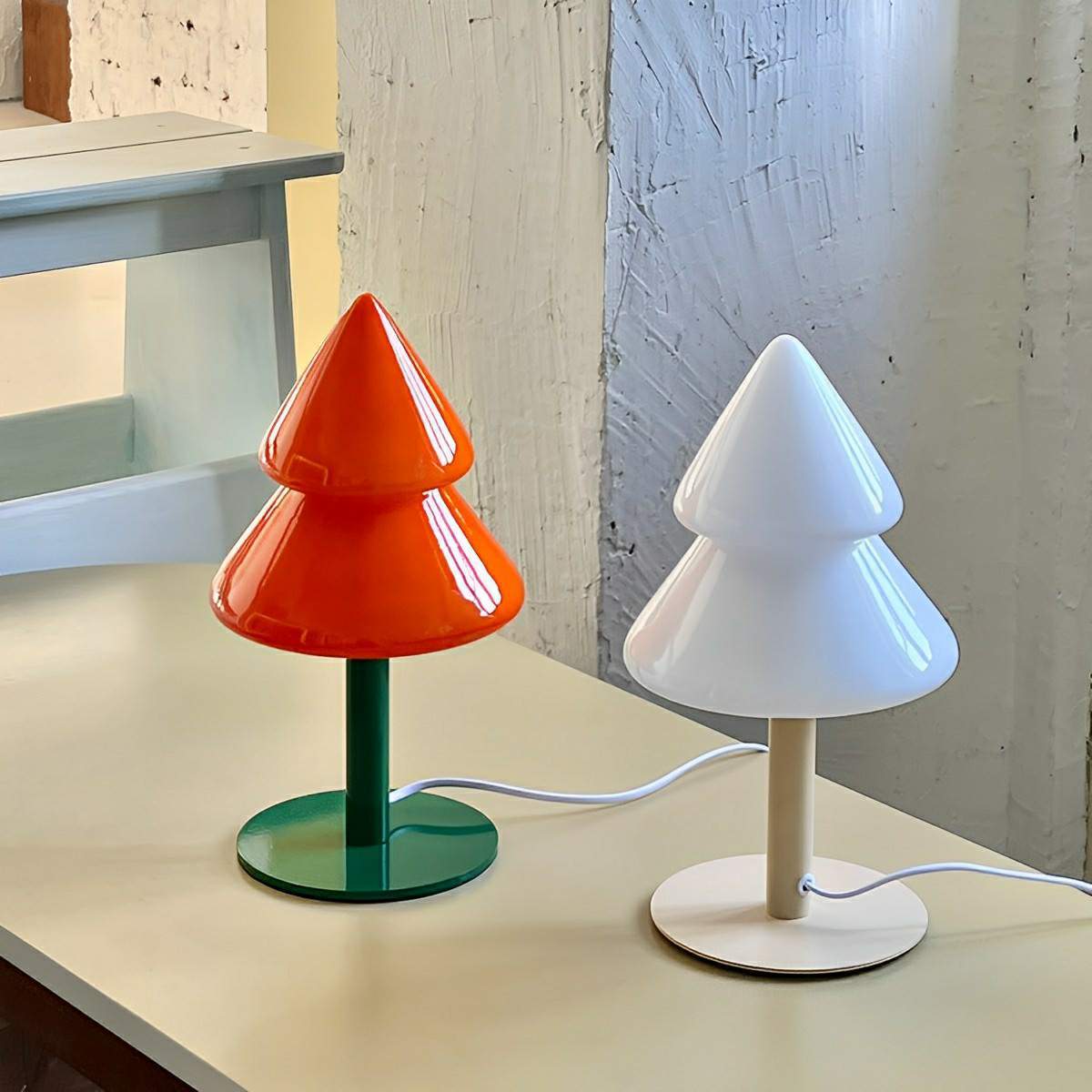 Modern Christmas Tree Glass LED Table Lamp Plug In
