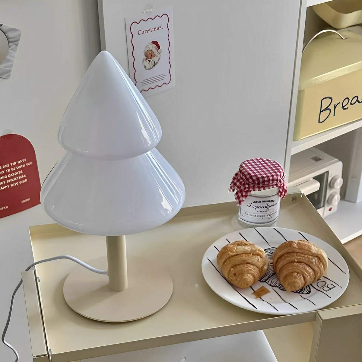 Modern Christmas Tree Glass LED Table Lamp Plug In