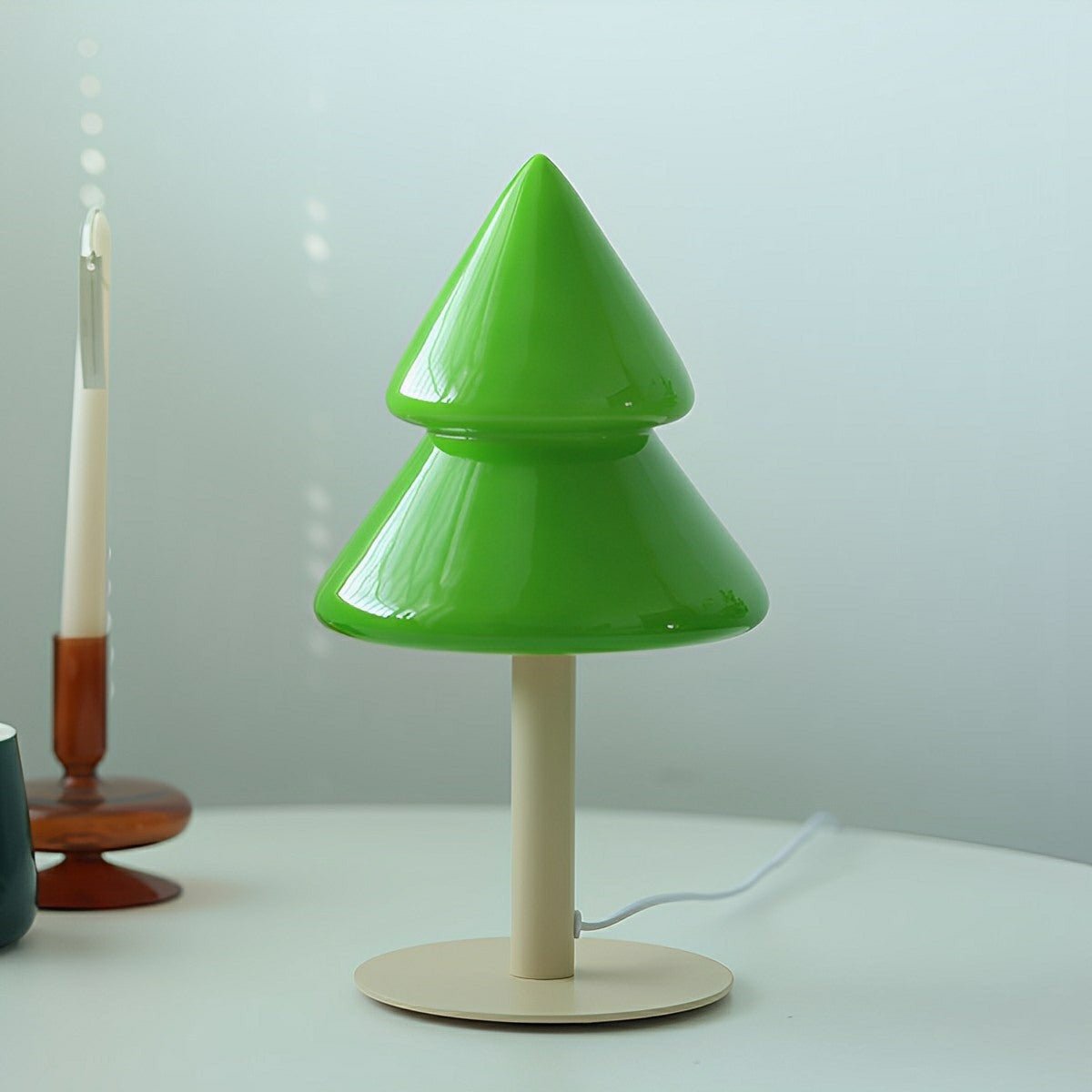 Modern Christmas Tree Glass LED Table Lamp Plug In